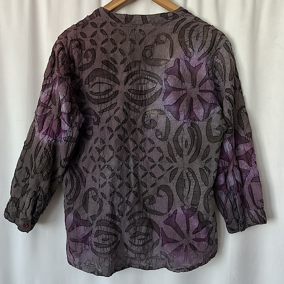 The Territory Ahead Boho Dark Purple Long Sleeve Blouse Shirt Top **Size M**💜💜 - Picture 2 of 5